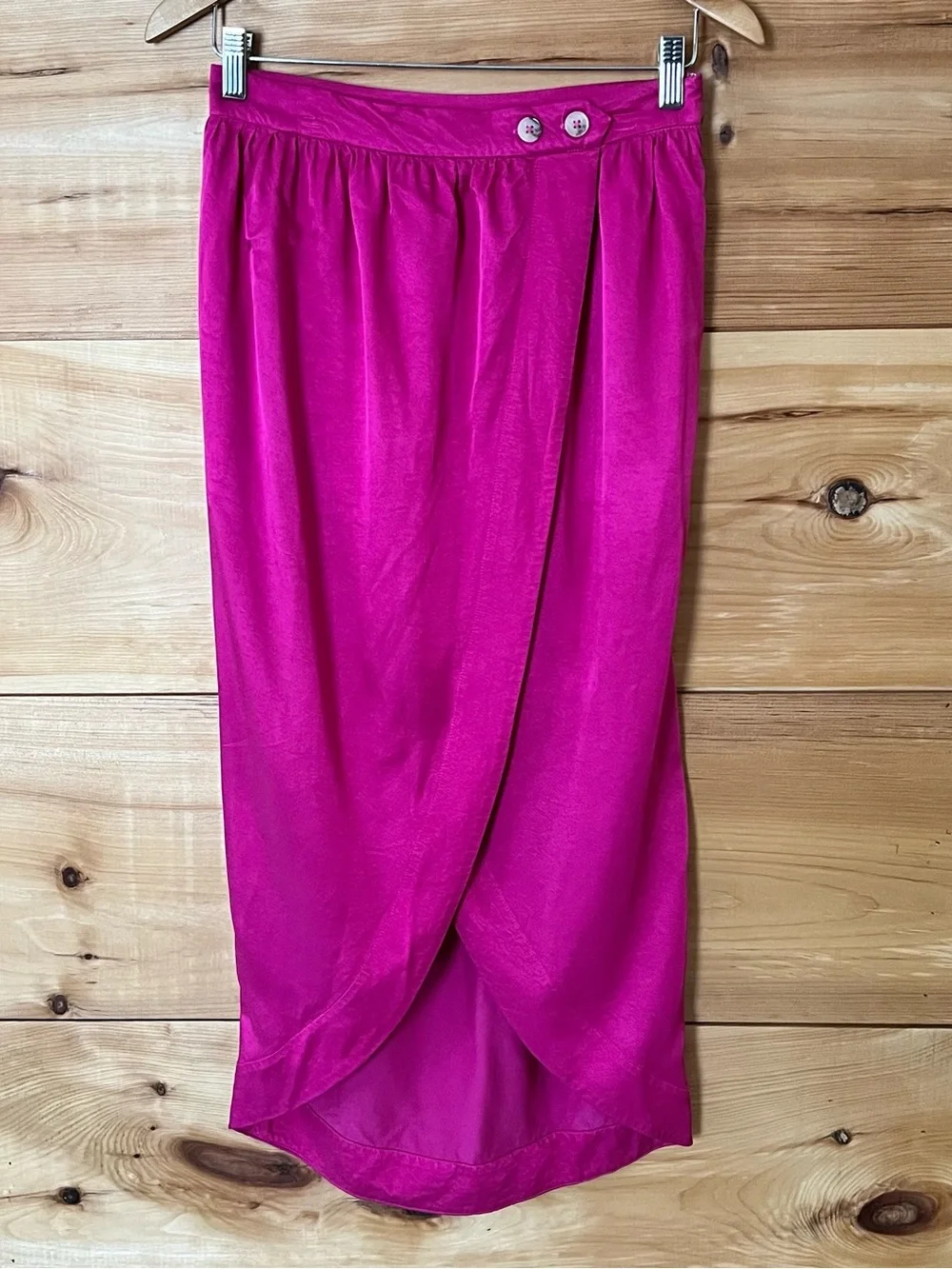 Maeve Bright Pink Satin Tulip Wrap Skirt Barbiecore Y2Kstyle Vibrant Joyful